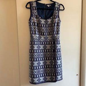 Navy Aztec print Halogen Dress, Size 6